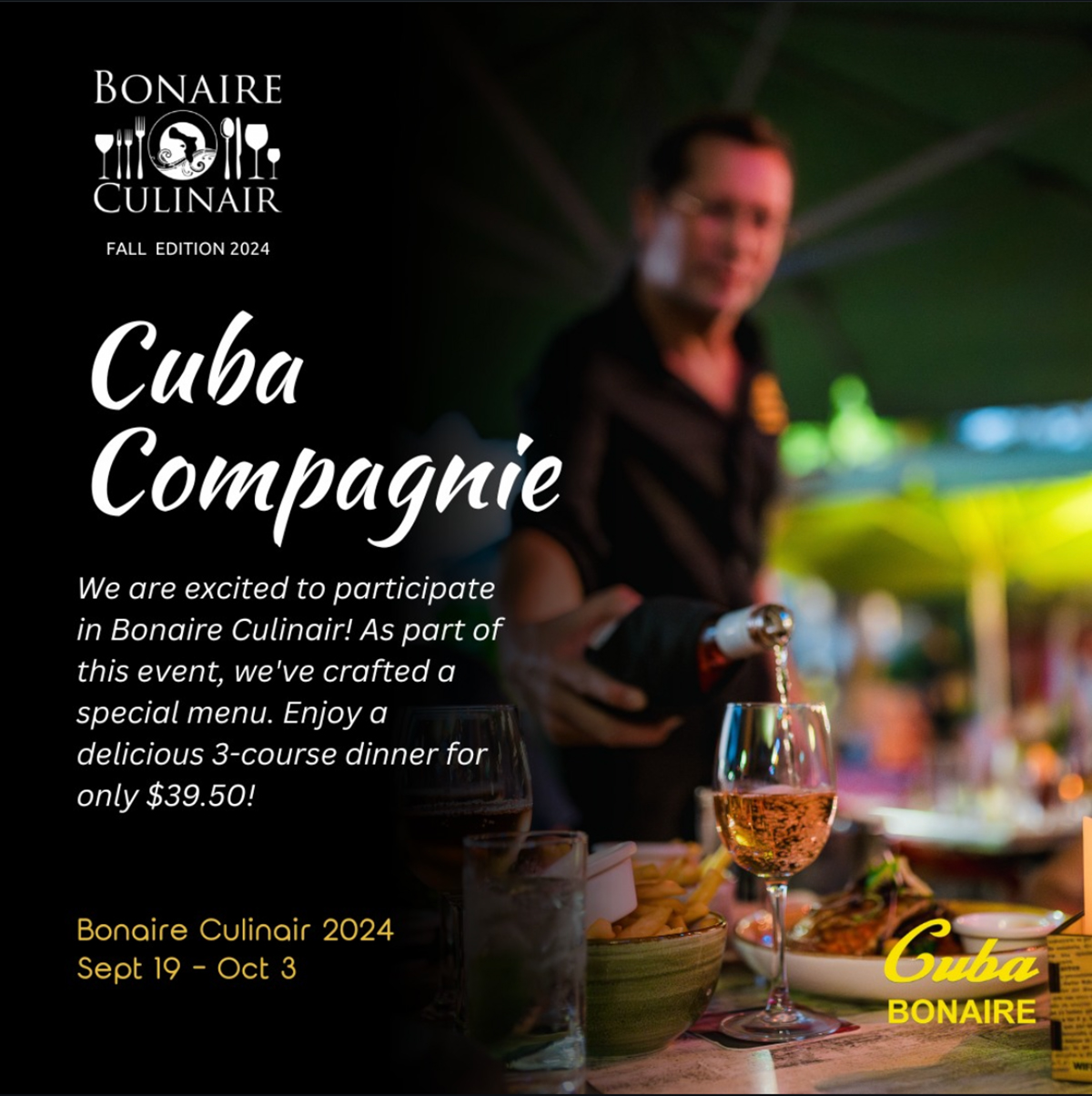 Bonaire Cullinair Cuba Compagnie Dinner September October