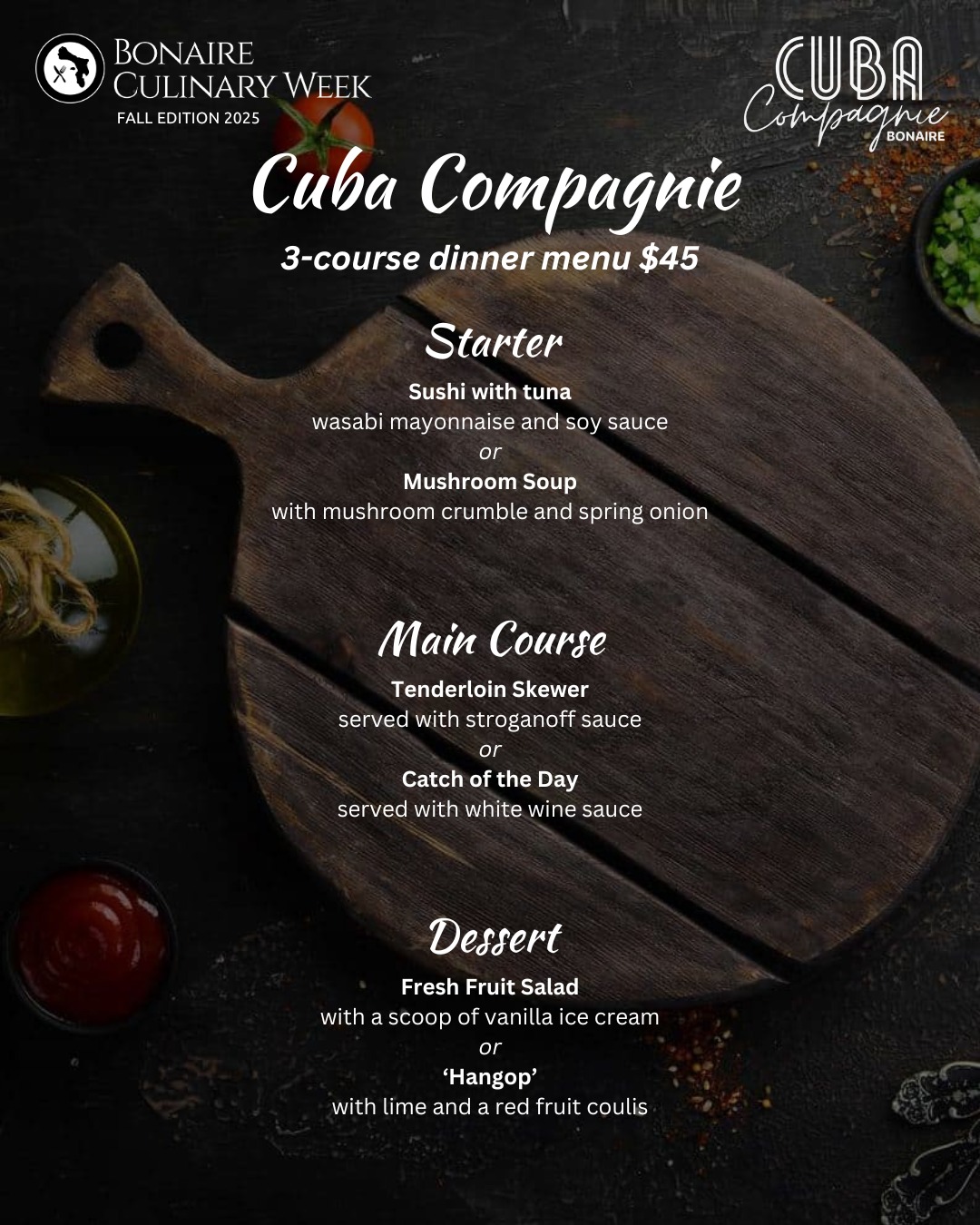 Cuba Menu Bonaire Cullinair Fall 2025